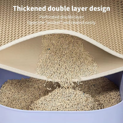 Say goodbye to messy litter! 🐾 Check out our Large Cat Litter Mat with a unique honeycomb design for easy cleaning and scatter control! Perfect for keeping your space fresh and tidy! 💧✨