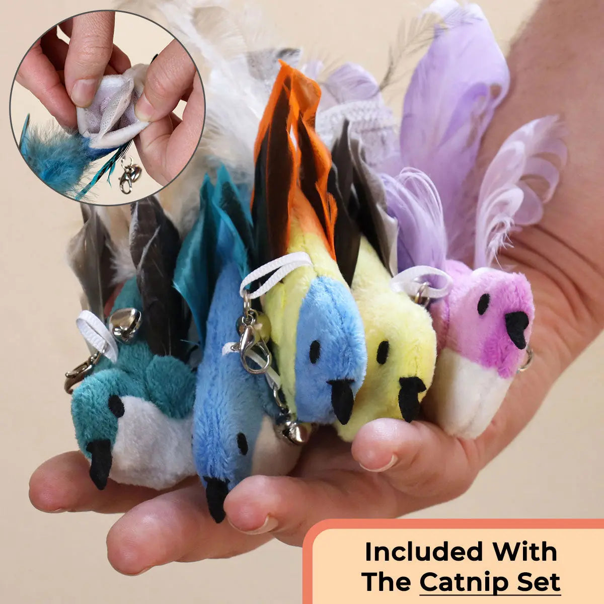 Whiskertons Interactive Bird Simulation Cat Toy Set | Interactive Cat Toy | Realistic Bird Impression