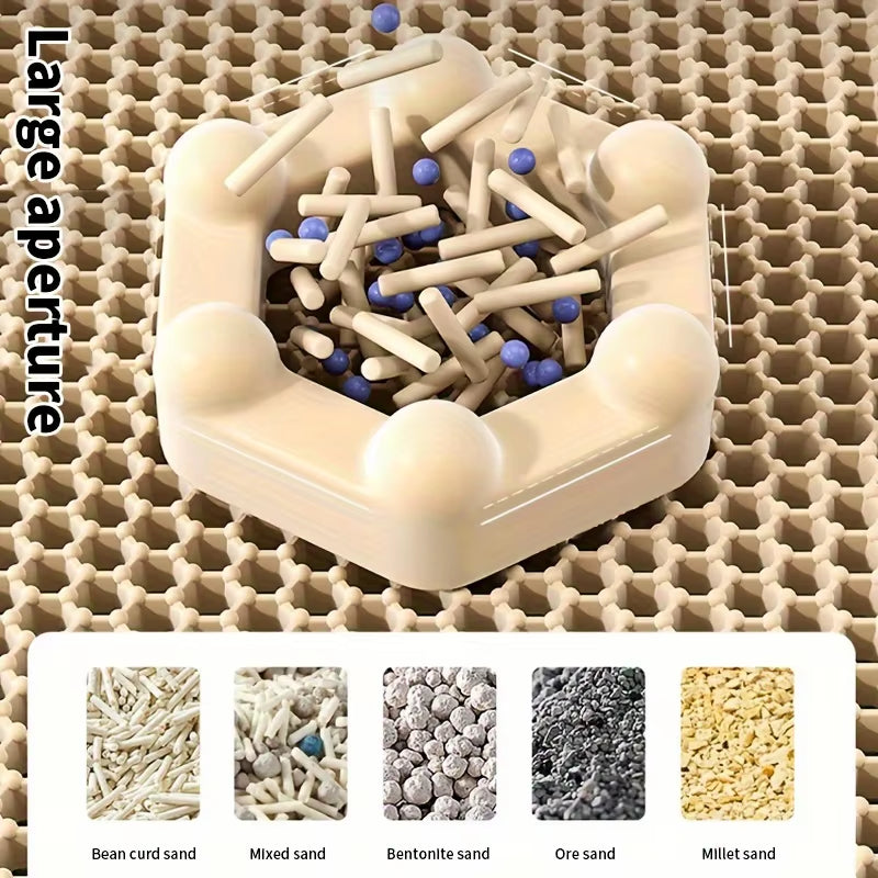 Say goodbye to messy litter! 🐾 Check out our Large Cat Litter Mat with a unique honeycomb design for easy cleaning and scatter control! Perfect for keeping your space fresh and tidy! 💧✨