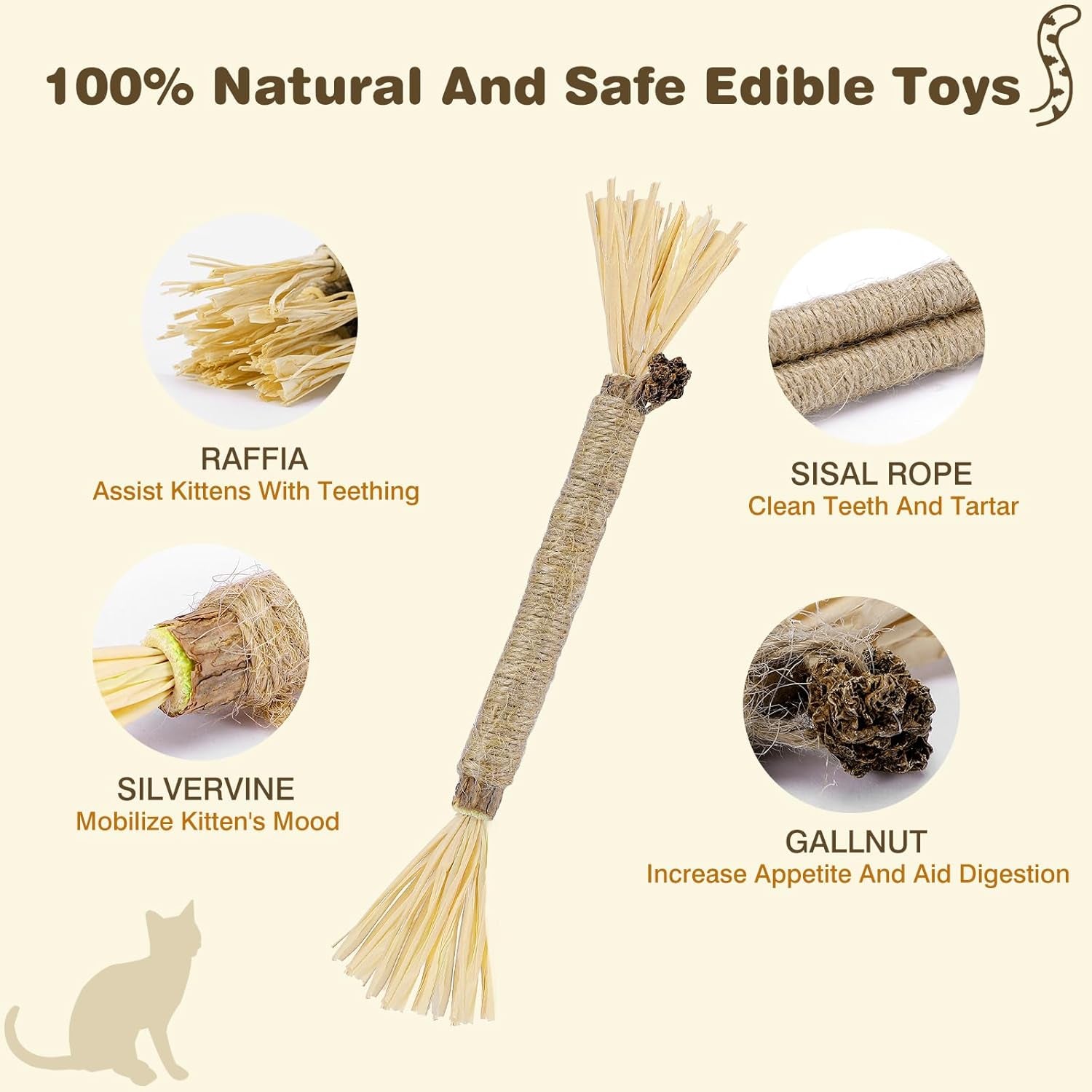 8-Pack Silvervine Chew Sticks for Cats - Edible Matatabi Dental Chew Toys for Indoor Cats