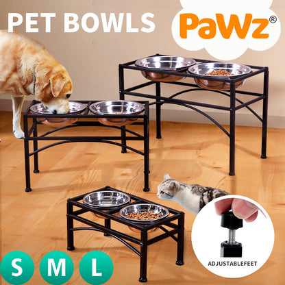 Elevate Mealtime for Your Furry Friend with the Stylish Dual Elevated Stainless Steel Pet Feeder Bowl! 🐾✨